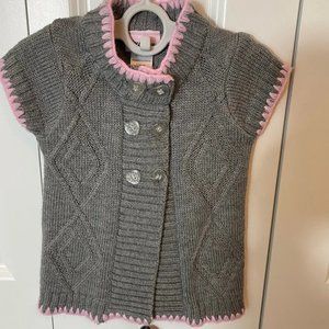 Little Lass Girls Grey Heart Button Front Cardigan Sweater Ve…